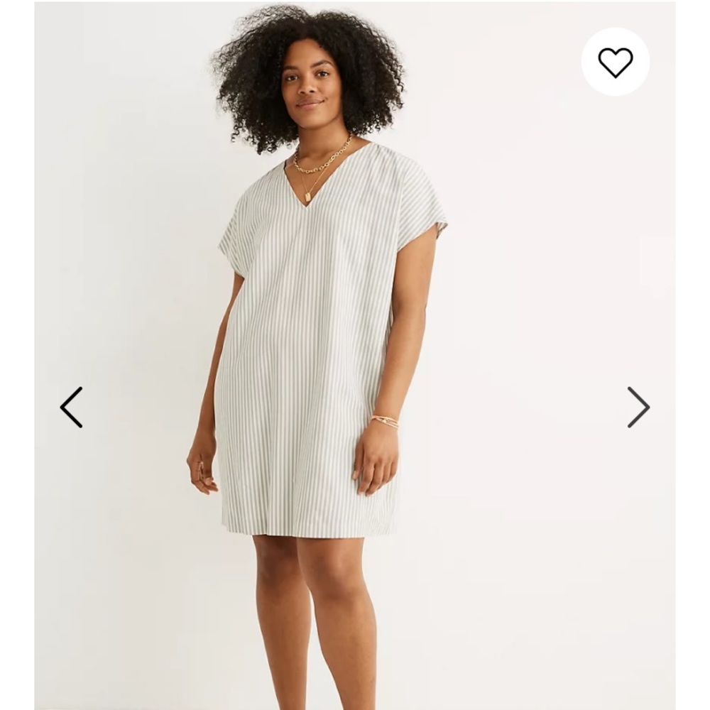 Button-Back Easy Dress in Stripe, Sage Mist NWT